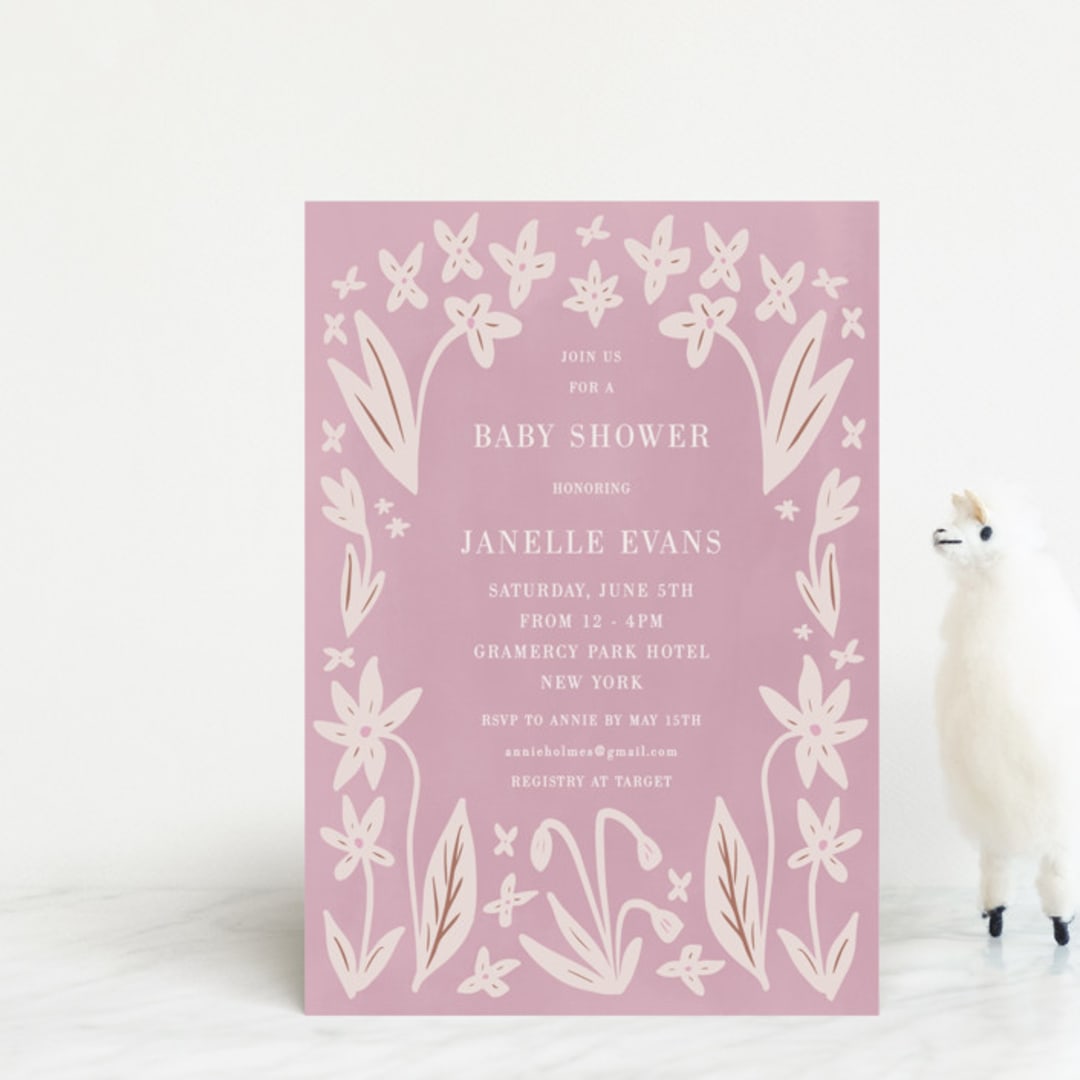 "Friendly Flowers" - Baby Shower Invitations in Blush by Ani Somi - Front