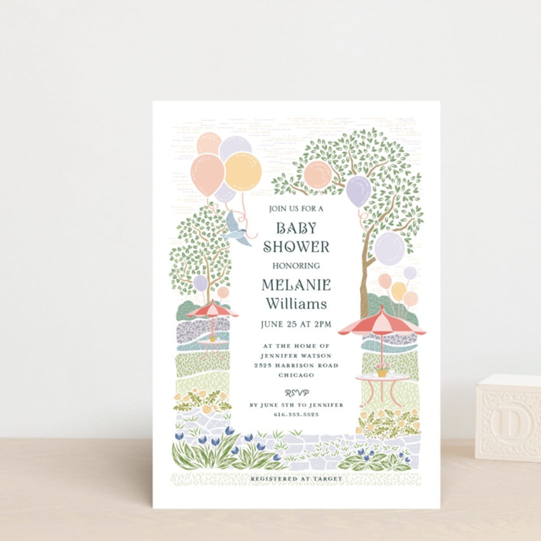 "Patio Party" - Baby Shower Invitations in Watermelon by Paper Sun Studio - Front