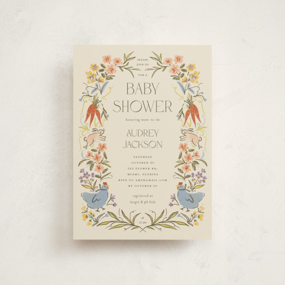 "Whimsical Frame" - Baby Shower Invitations in Creamery by Vera Lim - Front