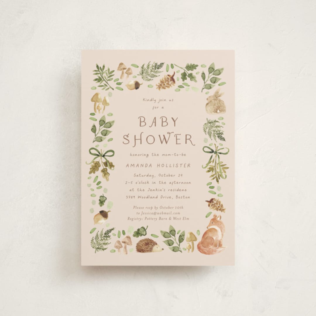 "Forest Baby Shower" - Baby Shower Invitations in Sand by frau brandt - Front