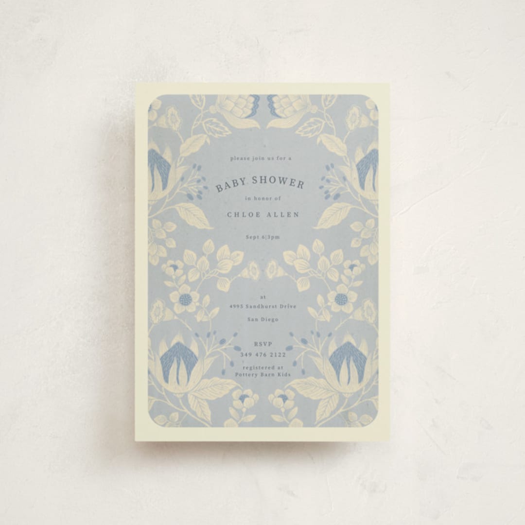 "Pastel Baby  Blooms" - Baby Shower Invitations in Bluebird by Peony Rose Design - Front