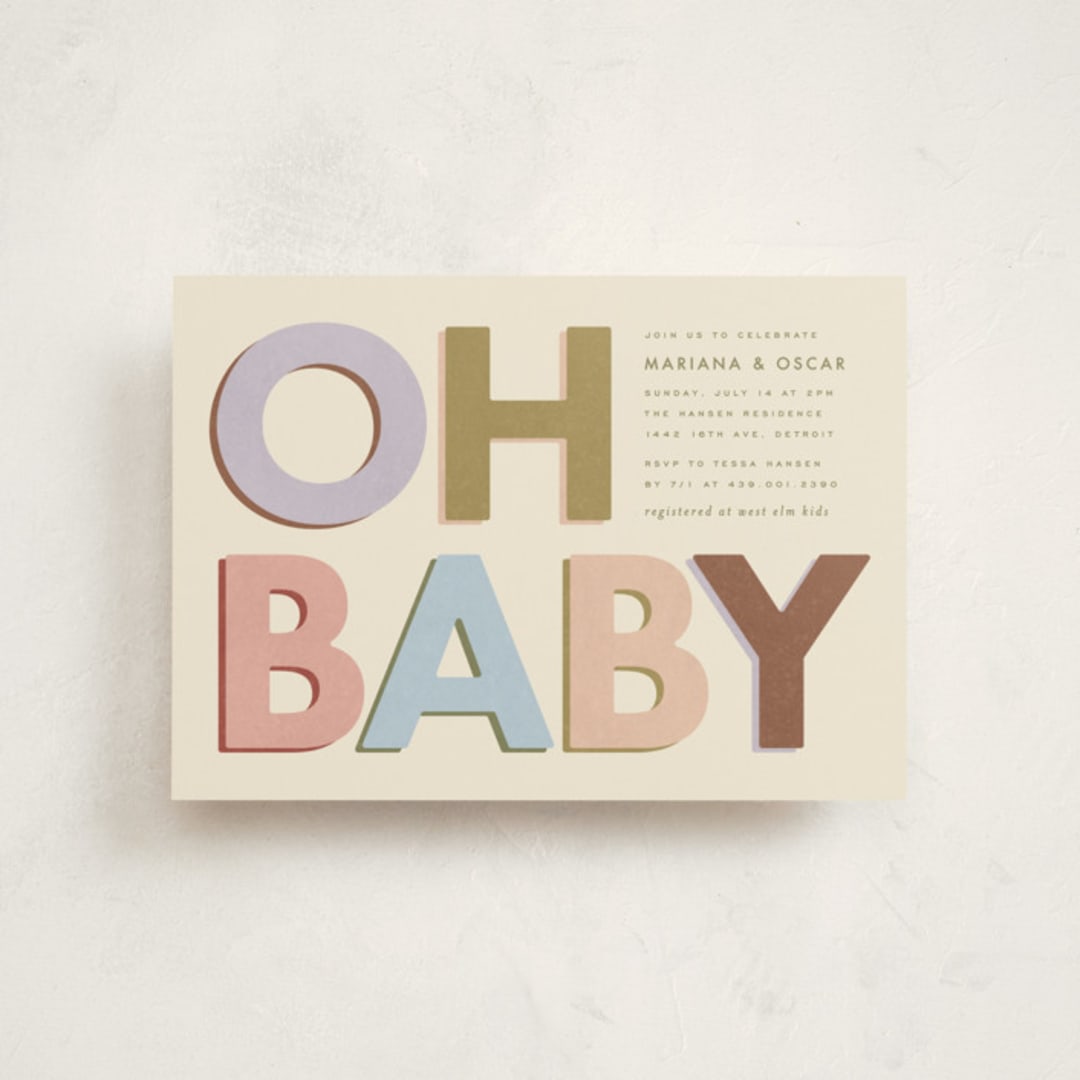 "block letters" - Baby Shower Invitations in Muted by Ellen Schlegelmilch - Front