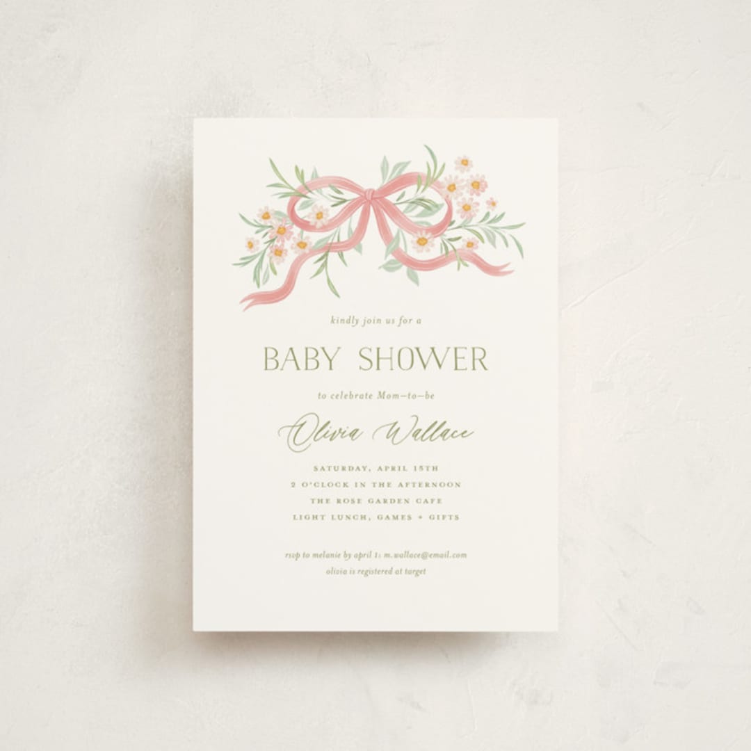 "Sweet Child" - Baby Shower Invitations in Blush by Paper Raven Co. - Front