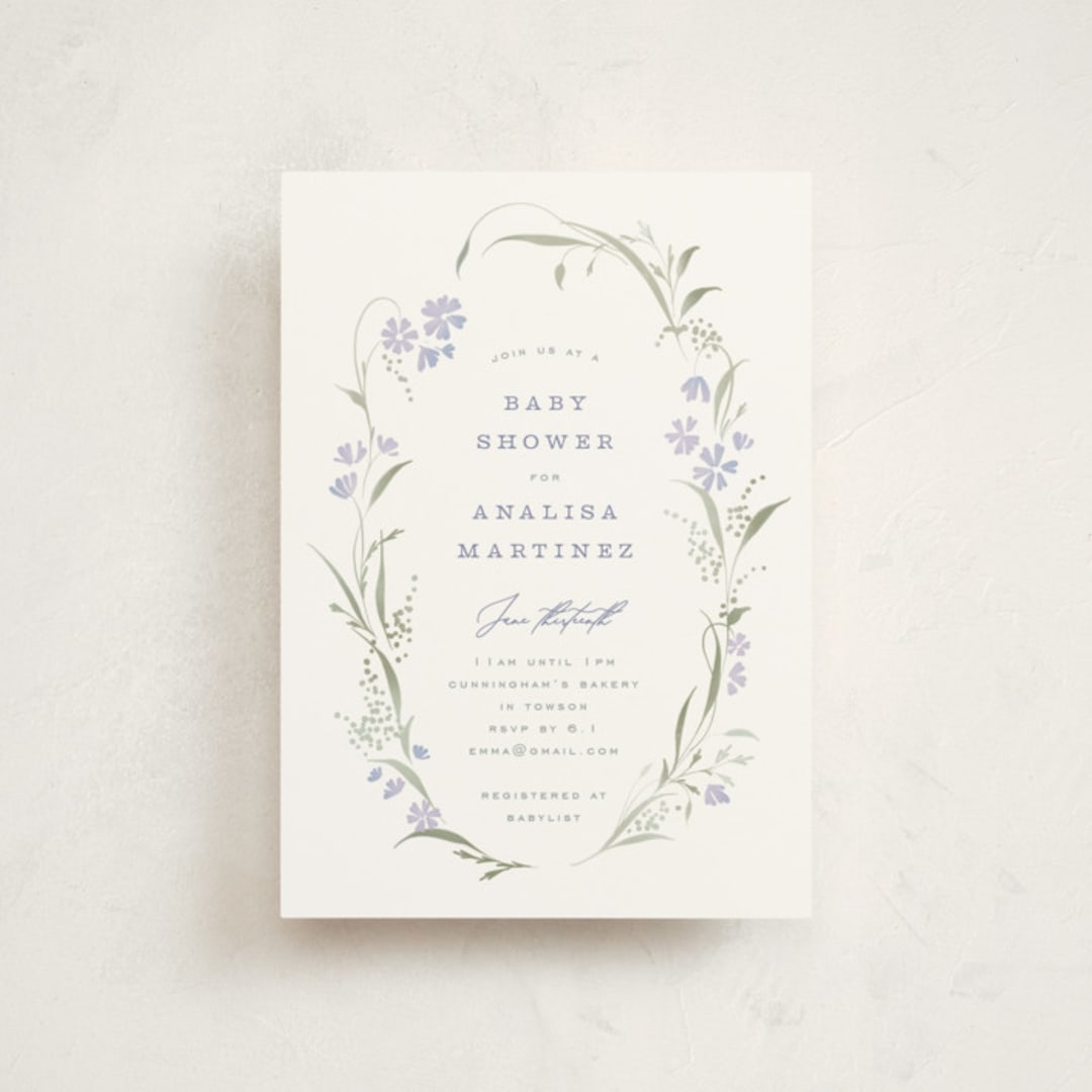 "Lottie" - Baby Shower Invitations in Lilac by Erin L. Wilson - Front