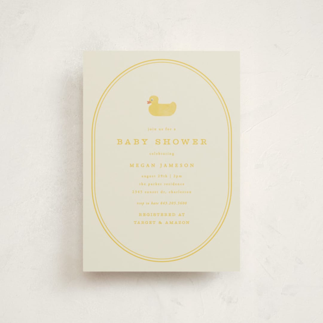 "Simple Duck" - Baby Shower Invitations in Banana by Brianne Larsen - Front
