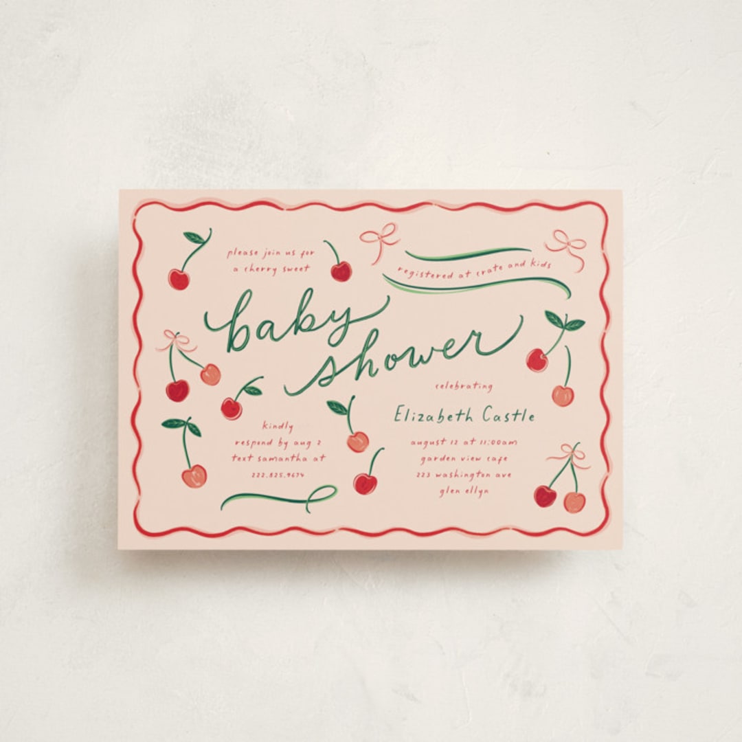 "Cherry Sweet" - Baby Shower Invitations in Cherry Pie by Erin German - Front