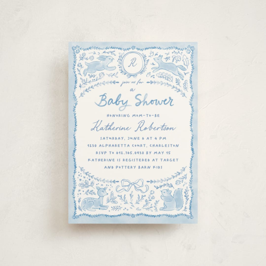 "Folk woodland" - Baby Shower Invitations in Sky by Creo Study - Front