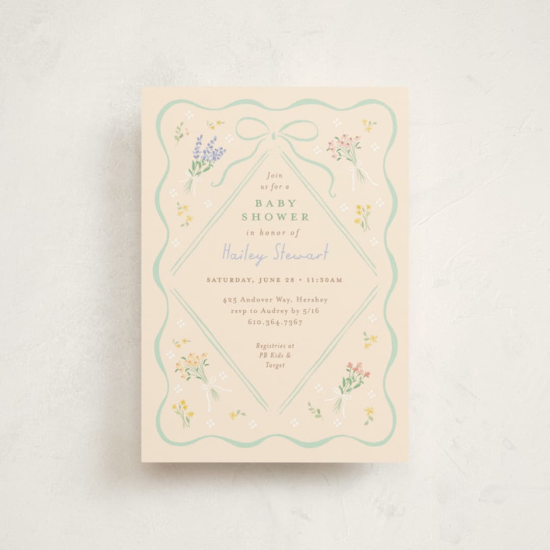 "petite corners" - Baby Shower Invitations in Seafoam by Jennifer Wick - Front