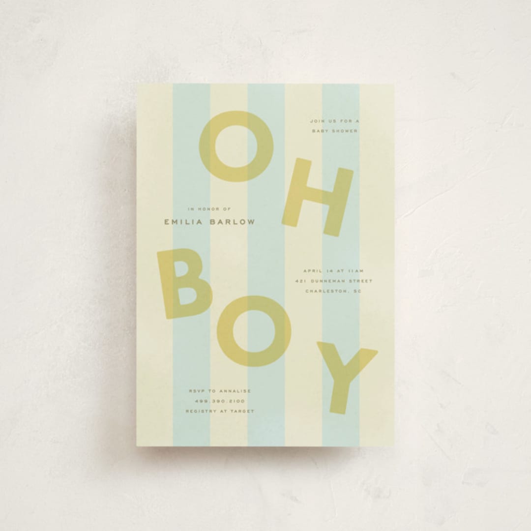 "oh boy" - Baby Shower Invitations in Baby Blue by Ellen Schlegelmilch - Front