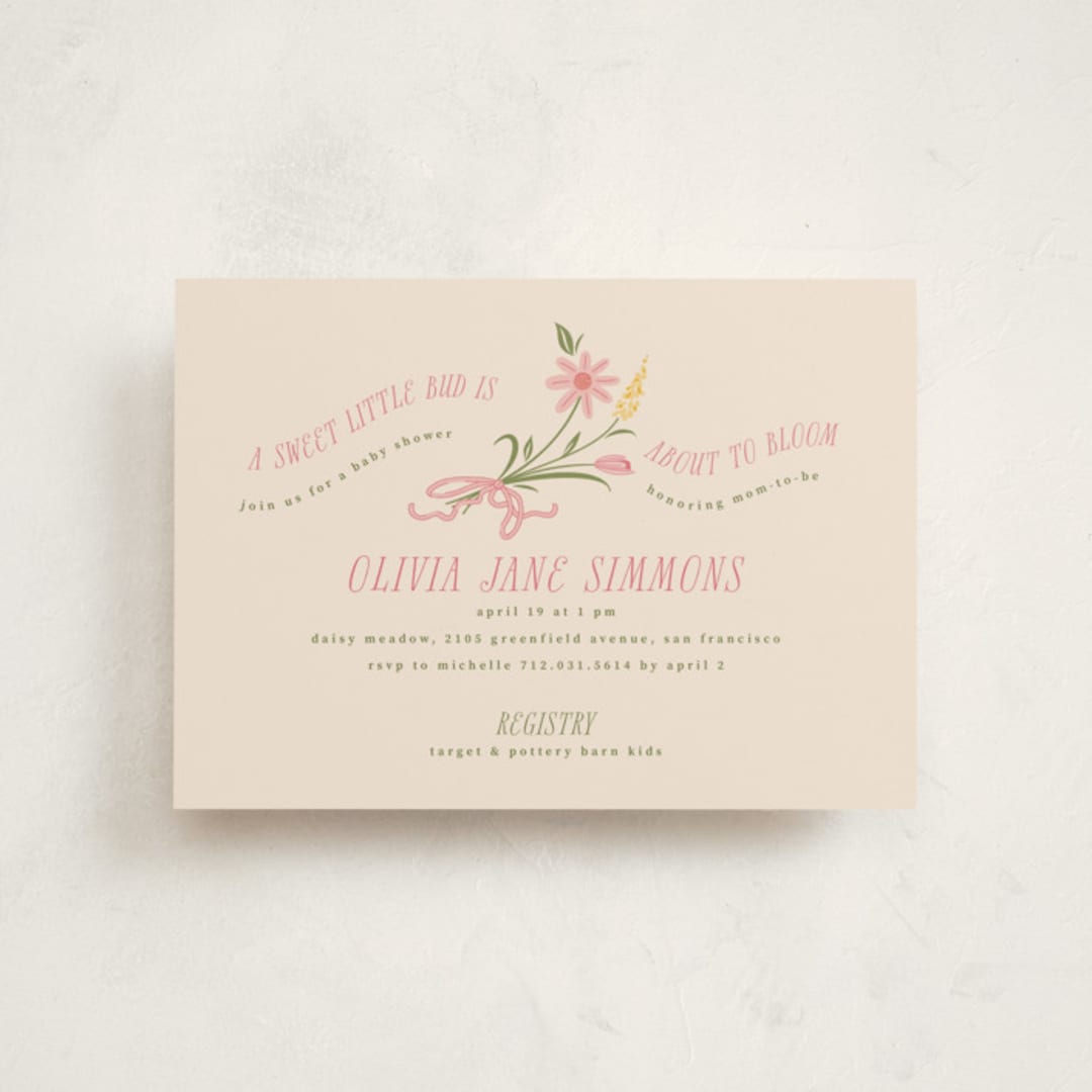 "little bud" - Baby Shower Invitations in Garden by letterfix - Front