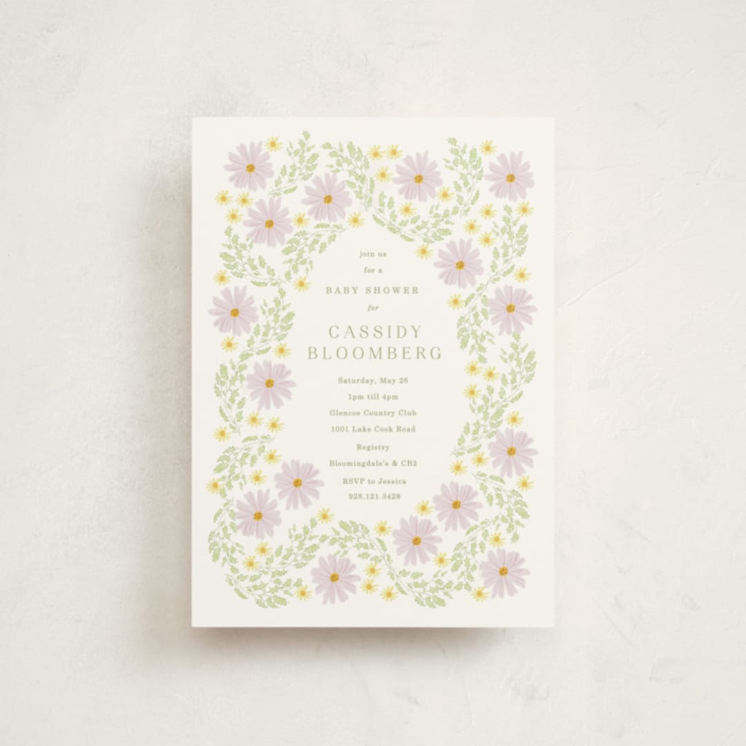 "Blooming Baby Frame" - Baby Shower Invitations in Daisy by Baumbirdy - Front