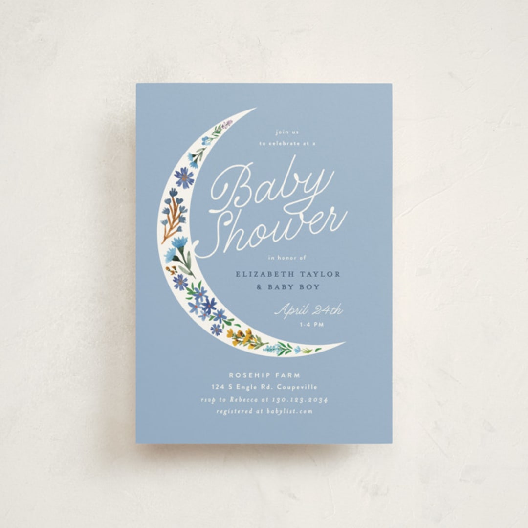 "Floral Moon" - Baby Shower Invitations in Moon Flower by Alethea and Ruth - Front