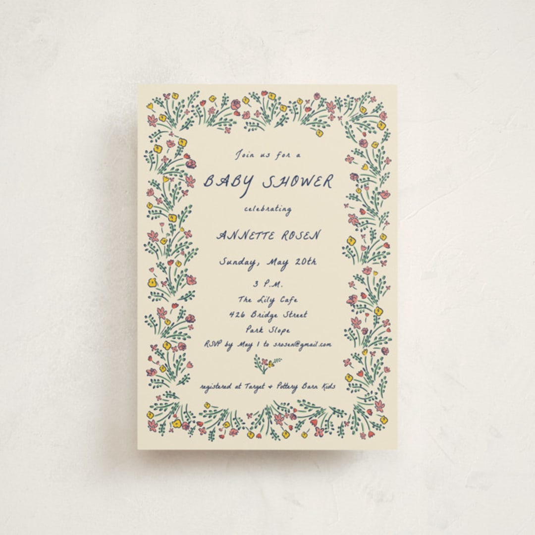 "Blossoming Love" - Baby Shower Invitations in Midnight by Sarah Rosenthal - Front