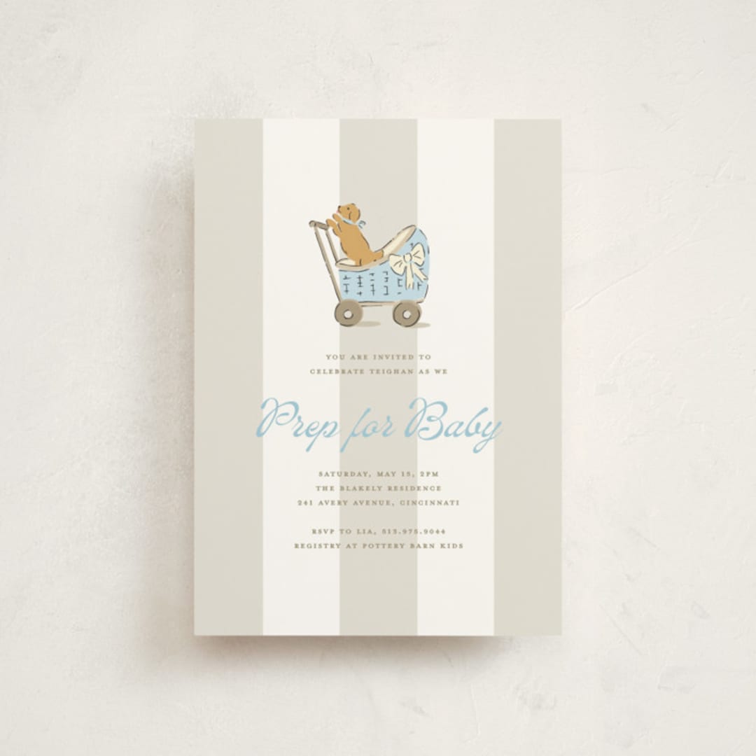 "Preppy Pup" - Baby Shower Invitations in Bluebird by Susan Zinader - Front