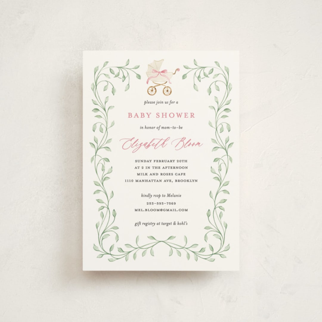 "graceful" - Baby Shower Invitations in Peony by Sarah Knight - Front