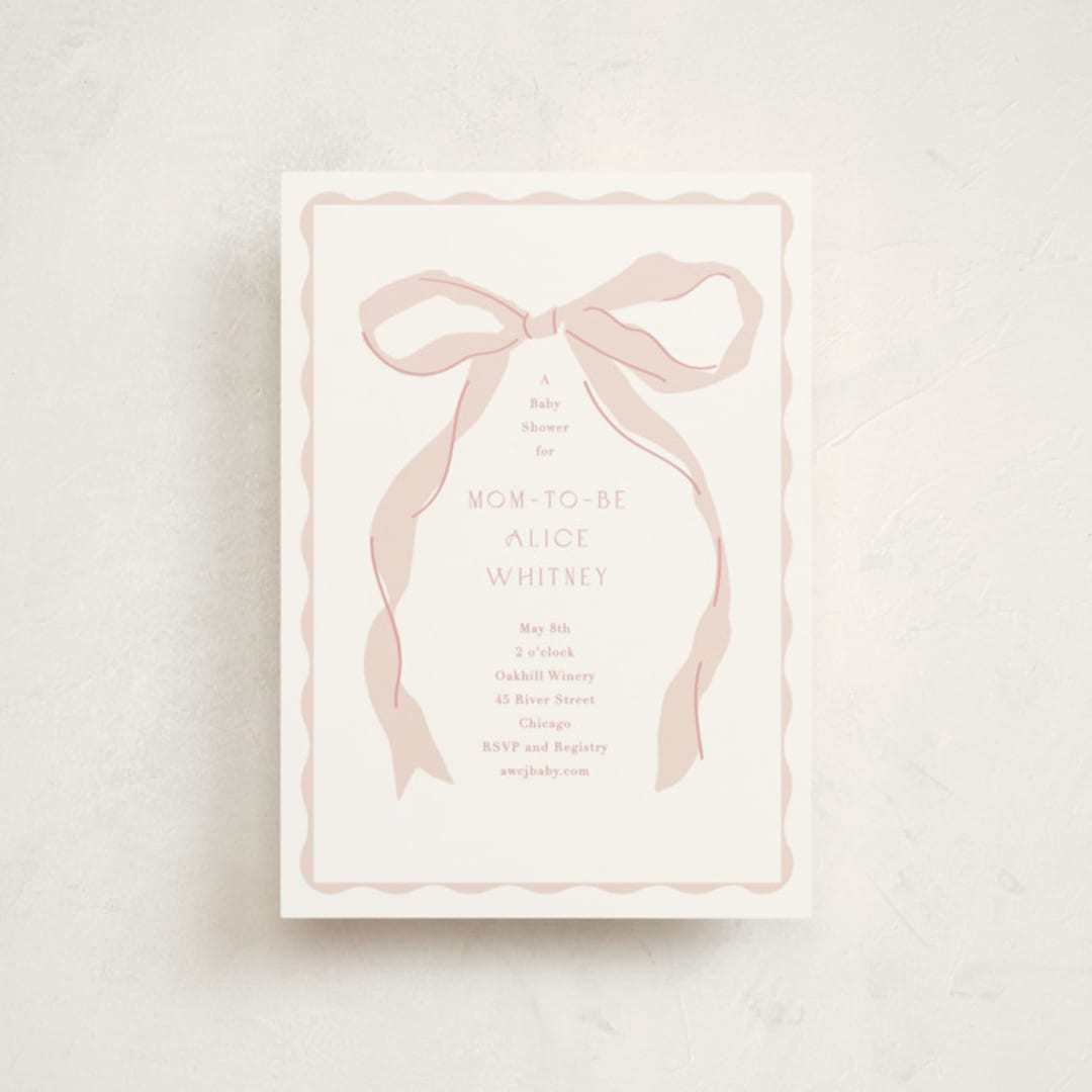 "Framed Bow" - Baby Shower Invitations in Blush by Baumbirdy - Front