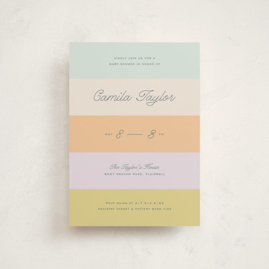 "Striped" - Baby Shower Invitations in Wildflower by Pixel and Hank - Front