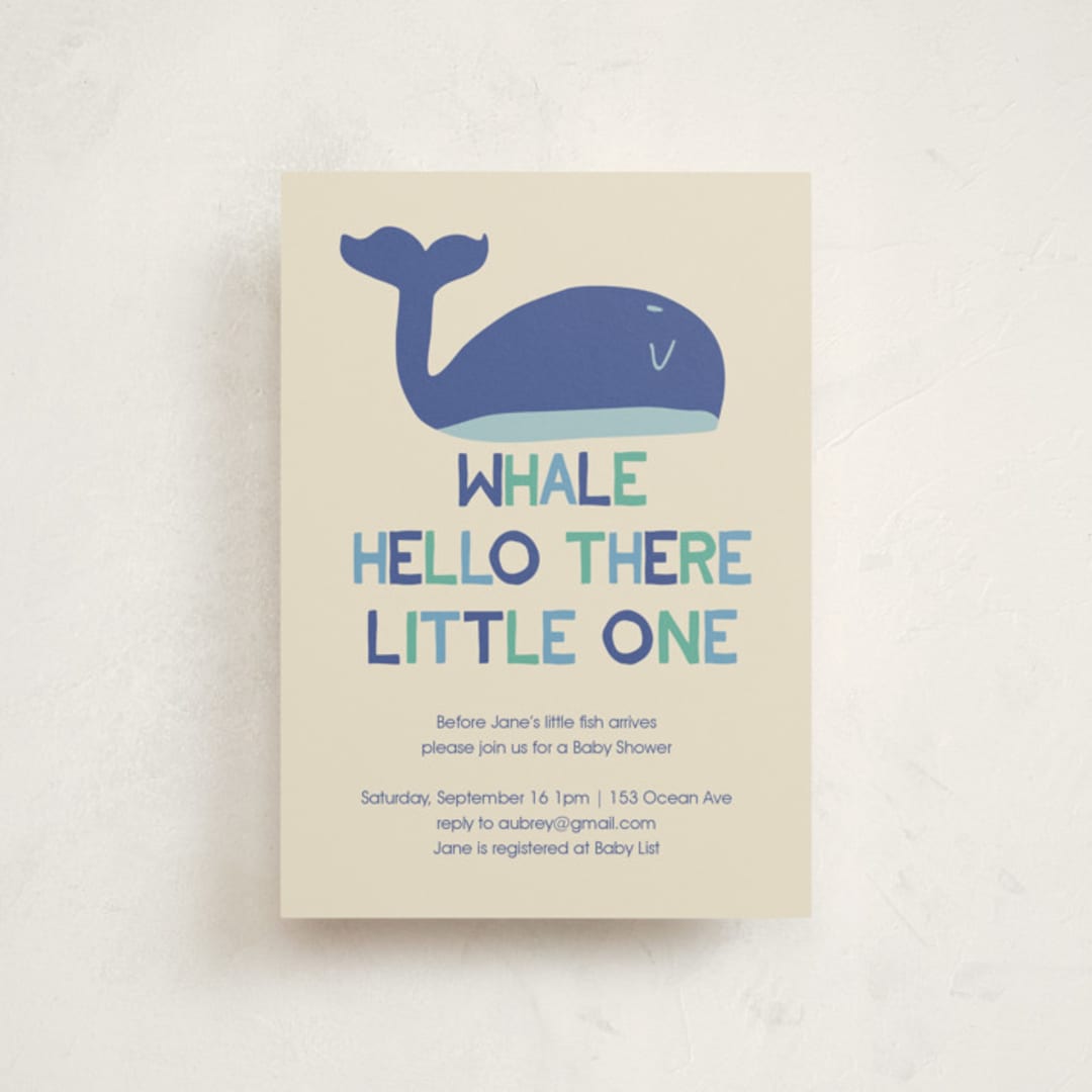 "Whale Hello" - Baby Shower Invitations in Sea by Harriet Richter - Front