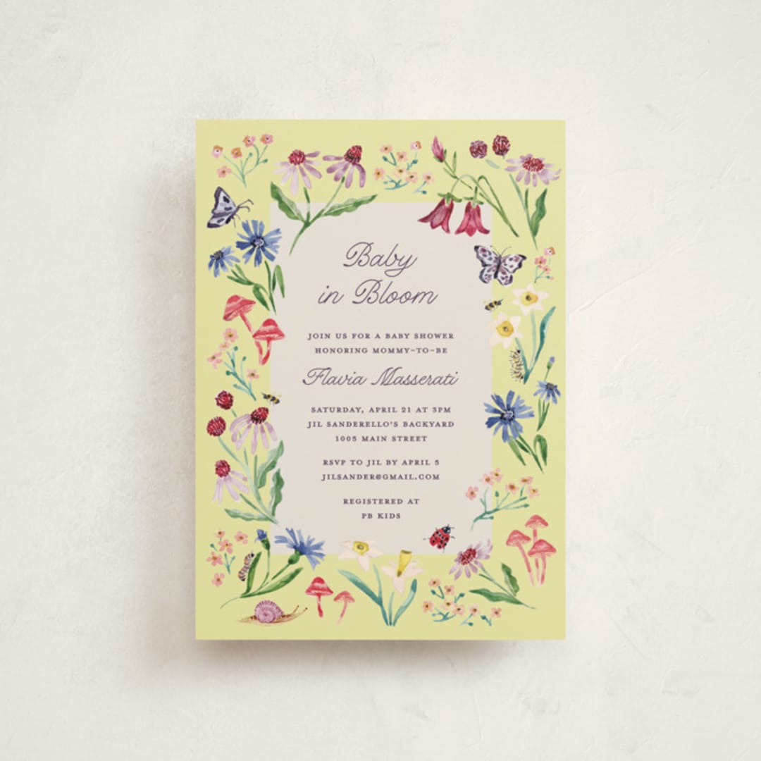 "Blooming Garden" - Baby Shower Invitations in Citrus by Pati Cascino - Front