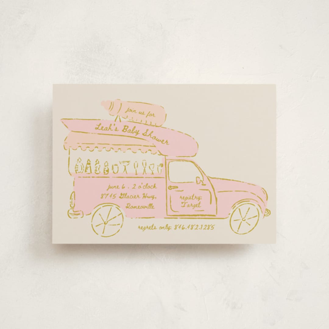 "Milk Truck" - Baby Shower Invitations in Blush by Gwen Bedat - Front