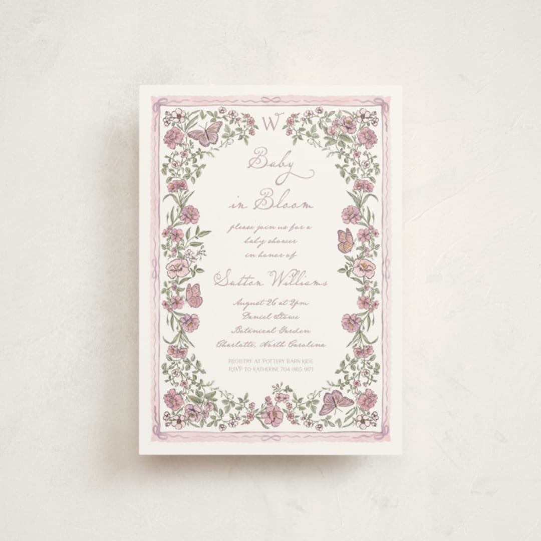 "Baby in Bloom." - Baby Shower Invitations in Heather by Jenna Holcomb - Front