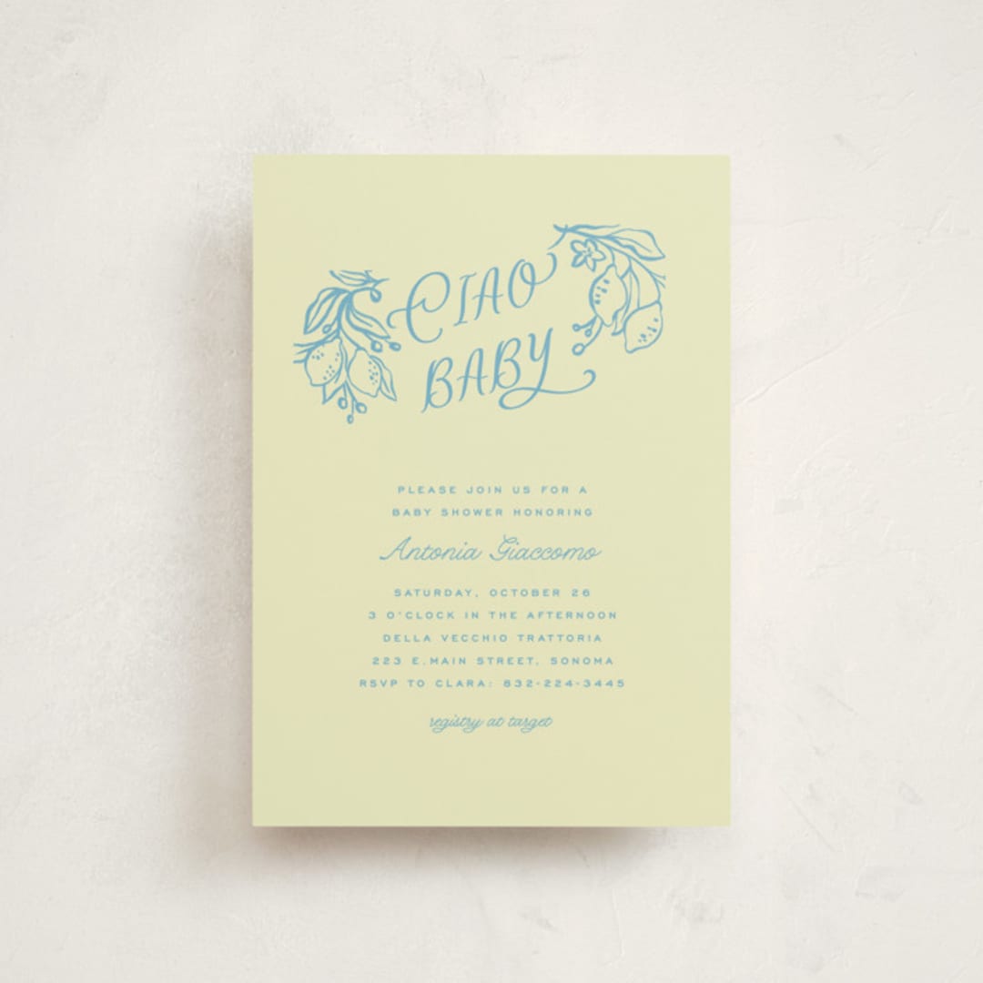 "Ciao Baby" - Baby Shower Invitations in Lemonade by Pati Cascino - Front
