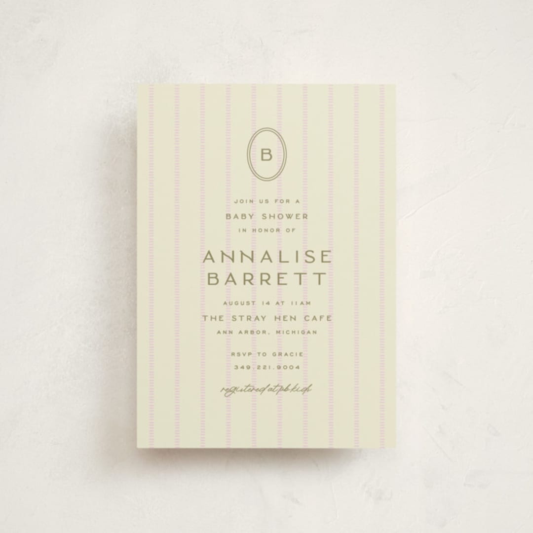 "stitched lines" - Baby Shower Invitations in Blush by Ellen Schlegelmilch - Front