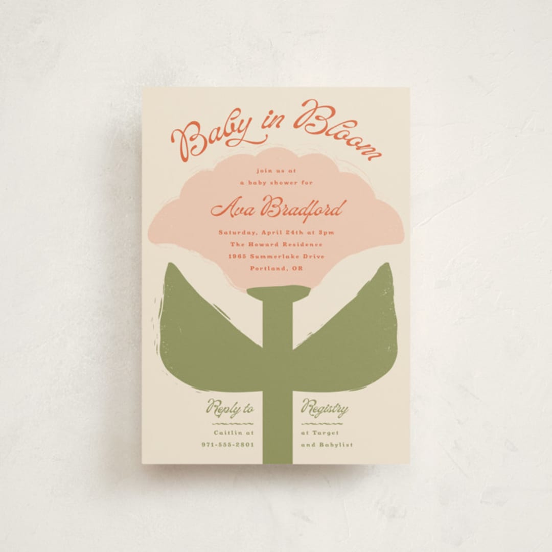 "Tulip" - Baby Shower Invitations in Peony by Lisa McLean - Front