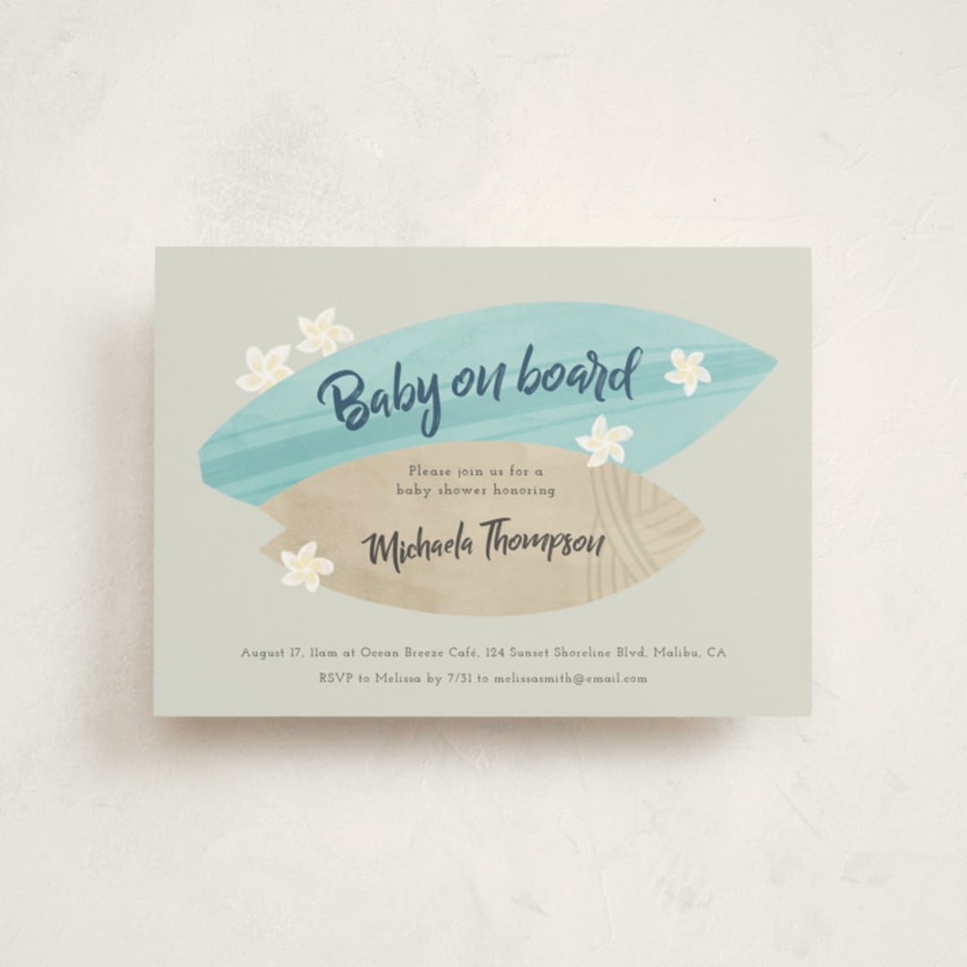 "Surf baby" - Baby Shower Invitations in Pebble by Adelyn T. - Front