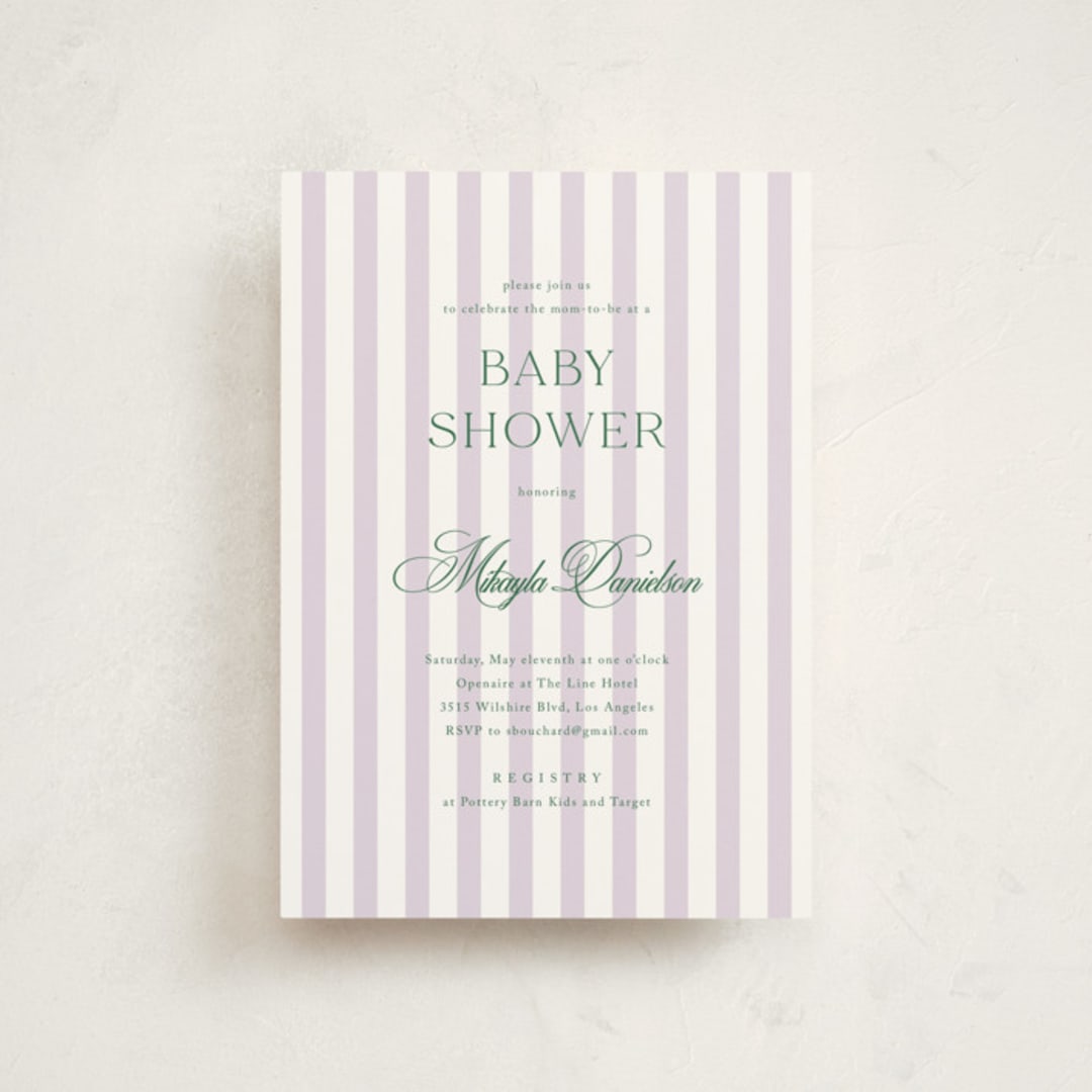 "Resort" - Baby Shower Invitations in Lilac by Kelly Schmidt - Front