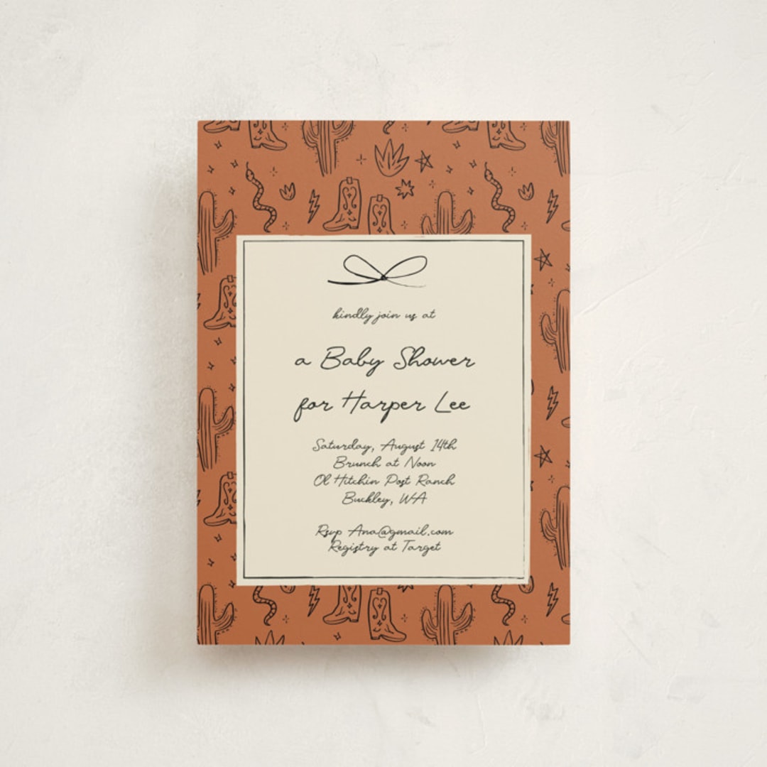 "El Ranchero" - Baby Shower Invitations in Rust by Ani Somi - Front