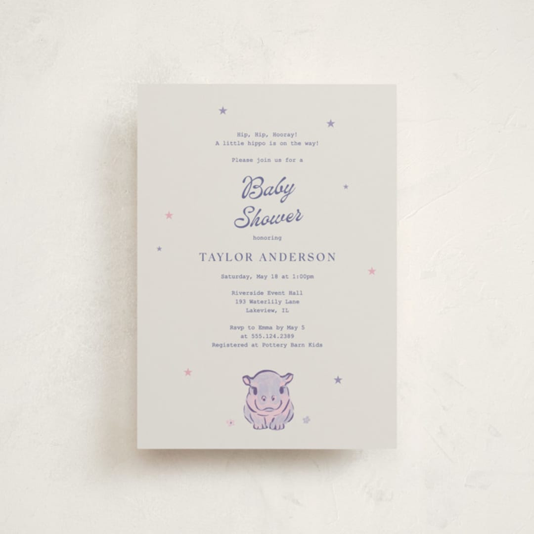 "baby hippo" - Baby Shower Invitations in Twilight Frost by Cass Loh - Front