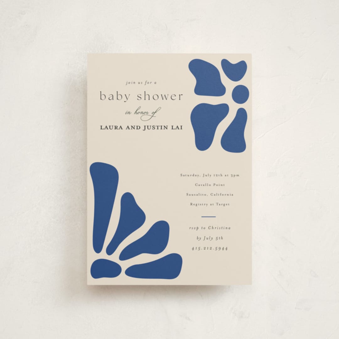 "Modern Bloom" - Baby Shower Invitations in Cobalt by Joyce Pinheiro - Front
