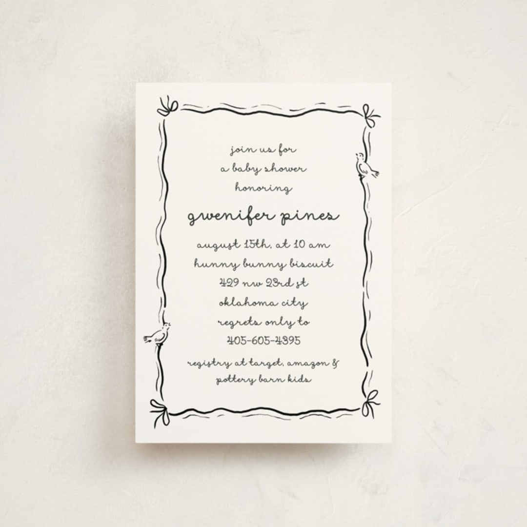 "Okarche" - Baby Shower Invitations in Cotton by Deynaaz Daraei - Front