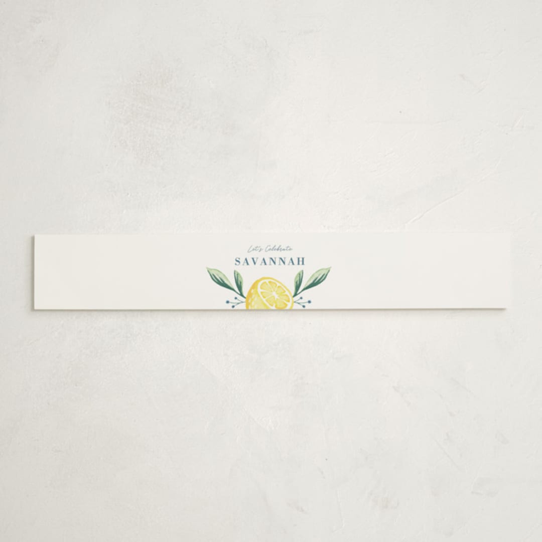 "Lemons" - Baby Shower Belly Bands in Pale Blue by Megan Cash - Front