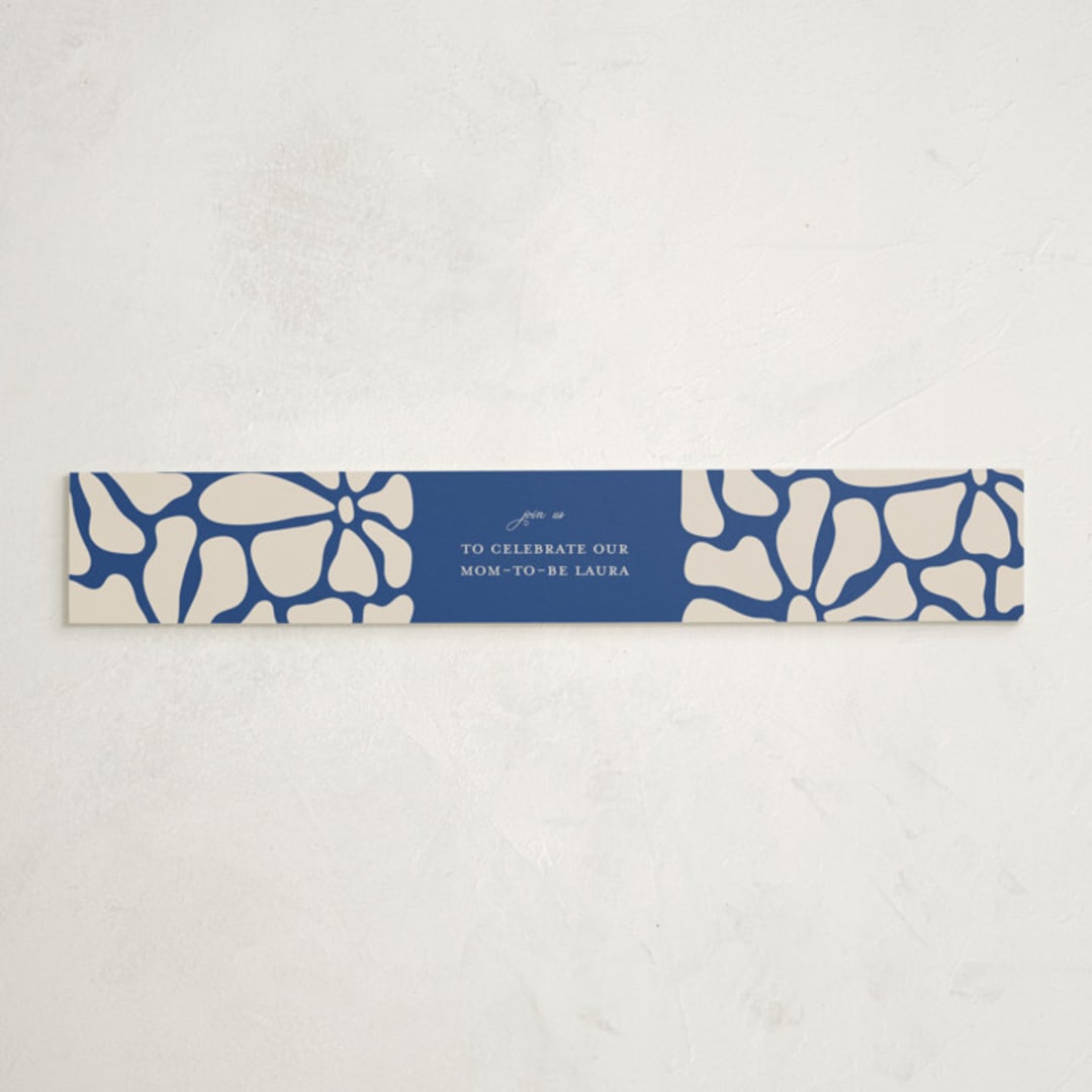 "Modern Bloom" - Baby Shower Belly Bands in Cobalt by Joyce Pinheiro - Front