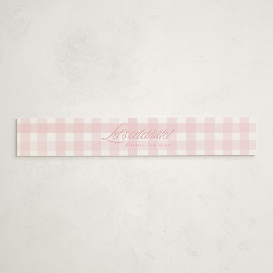 "Classic Gingham" - Baby Shower Belly Bands in Cotton Candy by Creo Study - Front