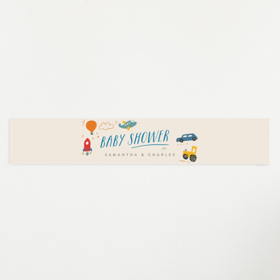 "Adventure Begins" - Baby Shower Belly Bands in Blue Jay by Creo Study - Front