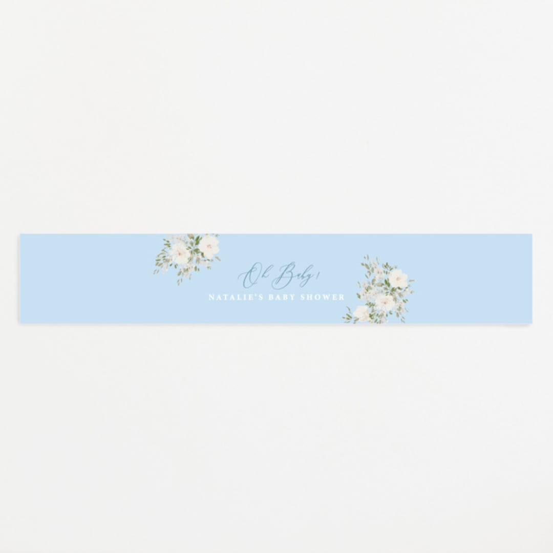 "Botanical Blocks" - Baby Shower Belly Bands in Baby Blue by Itsy Belle Studio - Front