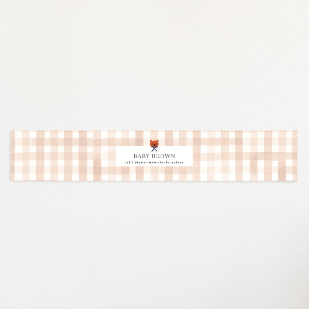 "Gingham" - Baby Shower Belly Bands in Shortbread by Sarah Knight - Front