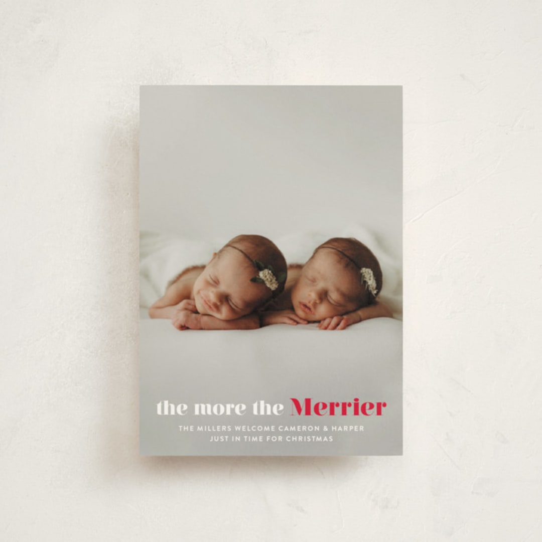 "a merry addition" - Holiday Birth Announcement Cards in Frosting by Liz Conley - Front