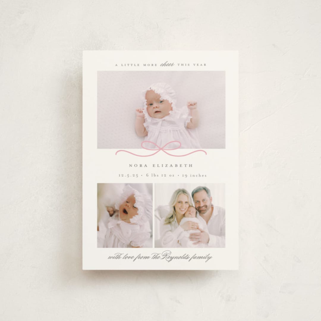 "Baby's First" - Holiday Birth Announcement Cards in Candy by Emily Betts - Front