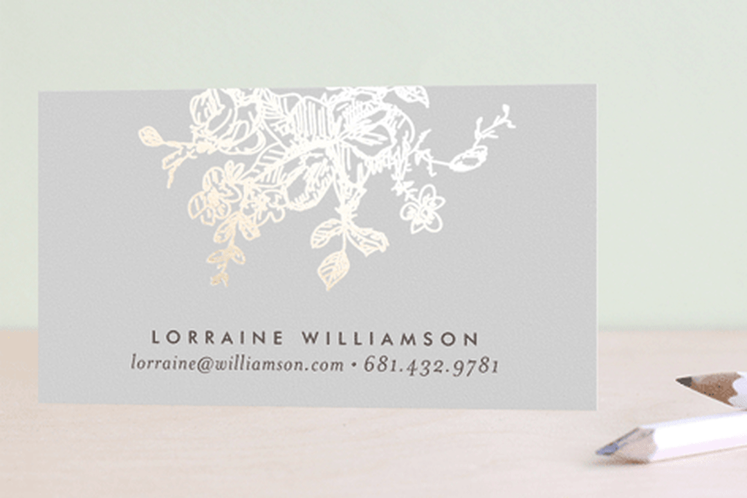 "Gold Sketched" - Business Cards in Cream by Phrosné Barwood - Front