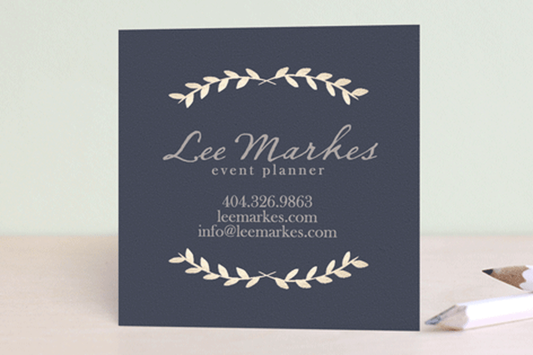 "Pretty Ink Wreath" - Business Cards in Sky by Blustery August - Front
