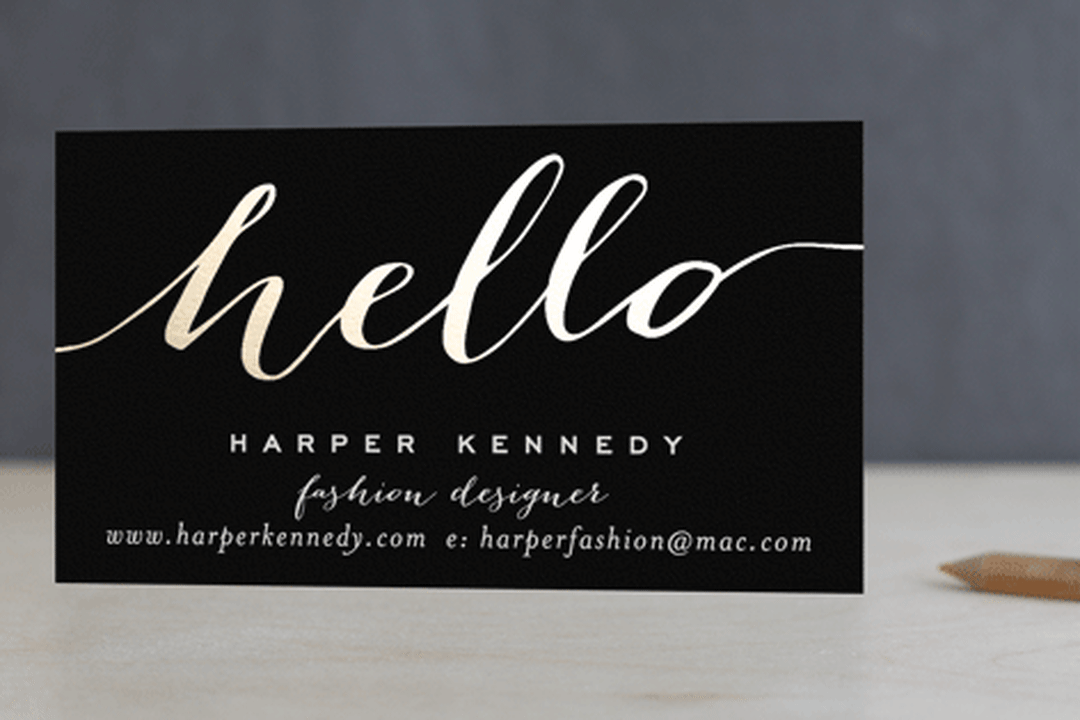 "Chic Black and Gold" - Business Cards in Midnight by Hooray Creative - Front