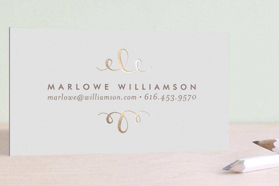"The Most Simple" - Business Cards in Gold by Phrosné Barwood - Front