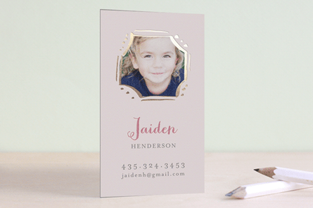 "Playful Frame" - Business Cards in Flamingo by Iwona K - Front
