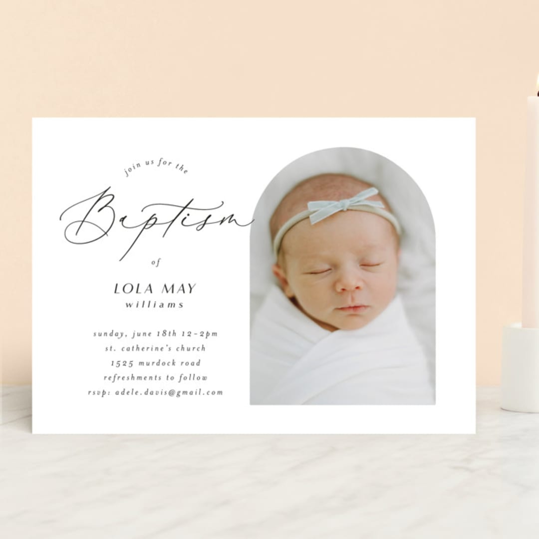"elegant minimalism" - Baptism and Christening Invitations in Ink by Morgan Kendall - Front