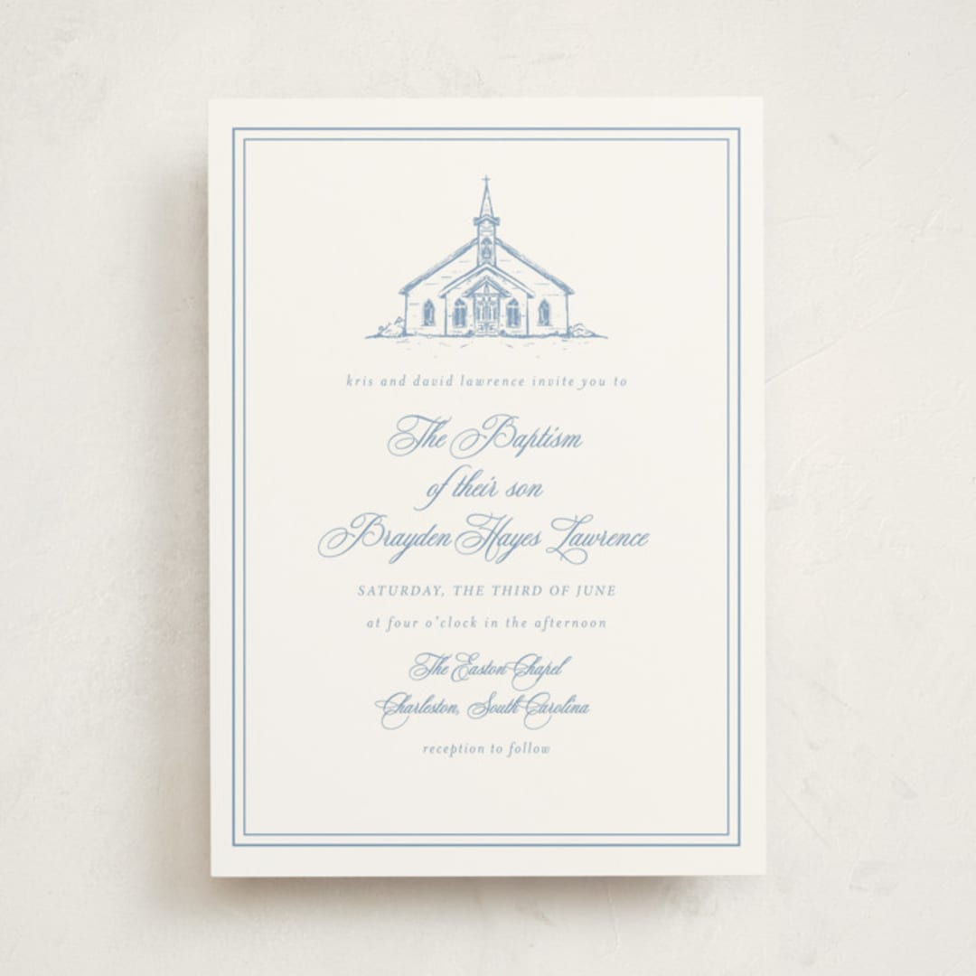 "The Chapel" - Baptism and Christening Invitations in Provincial by Melinda Denison - Front