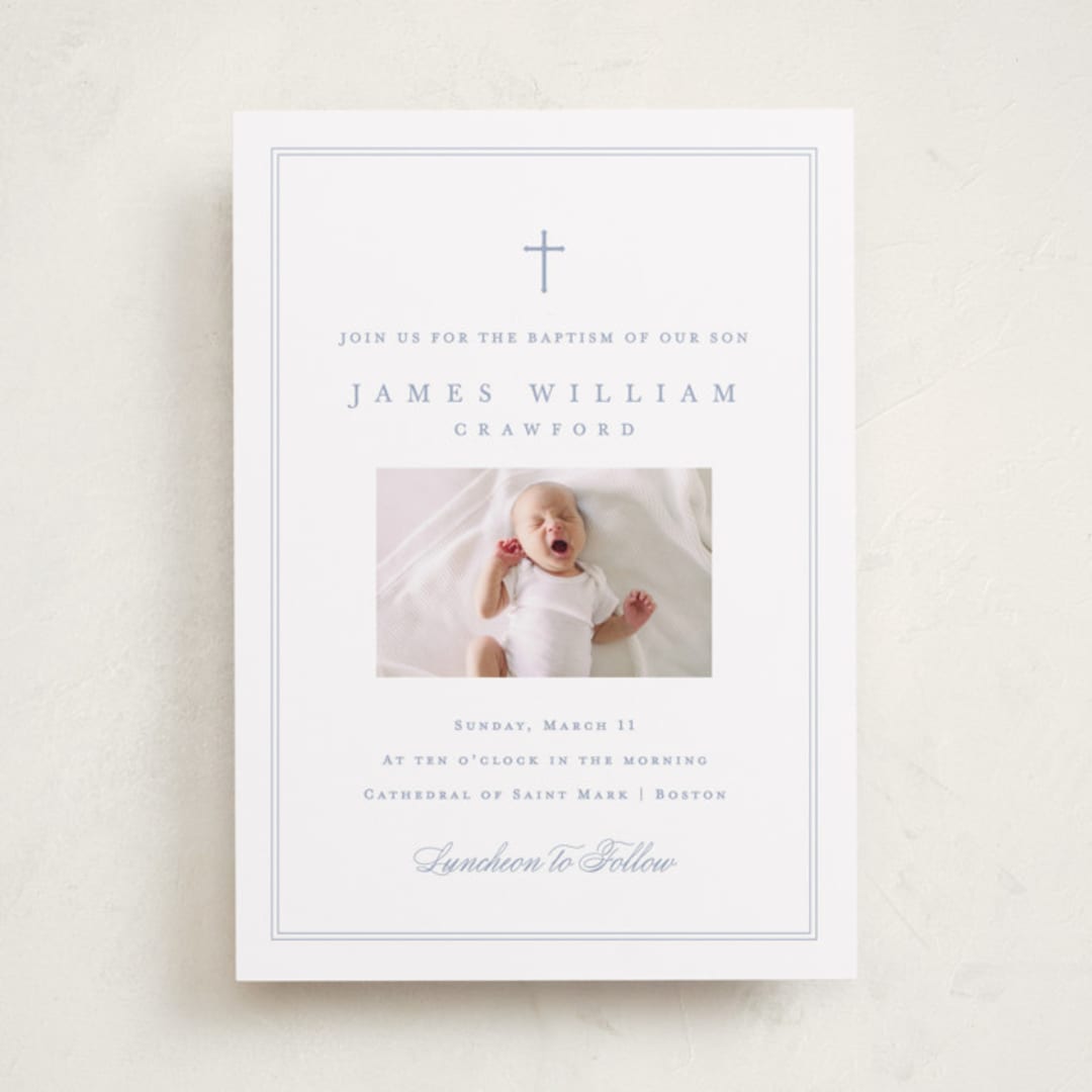 "Crawford" - Baptism and Christening Invitations in Carolina by Amy Kross - Front